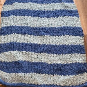 Cozy Blue Striped Throw Blanket